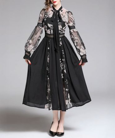Festa Mesh Embroidery Dress - TORFEO Outlet