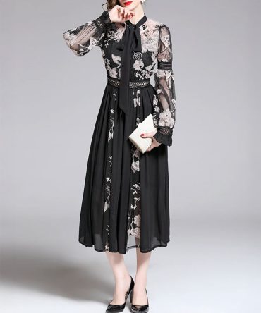 Festa Mesh Embroidery Dress - TORFEO Outlet