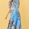 Floral Elegant Pleated Dress - TORFEO Outlet
