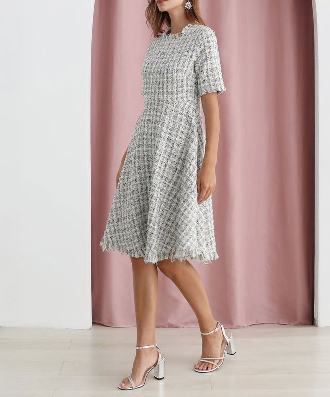 Textured Tweed Dress - TORFEO Outlet